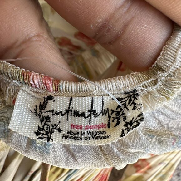 Free People Bodysuit Womens Small Smocked Long Sleeve Bohemian Floral Stretch - Picture 9 of 10